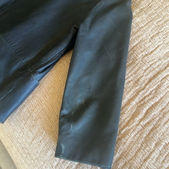 Ted Baker navy leather bomber jacket size 1/XS - Picture 6 of 6